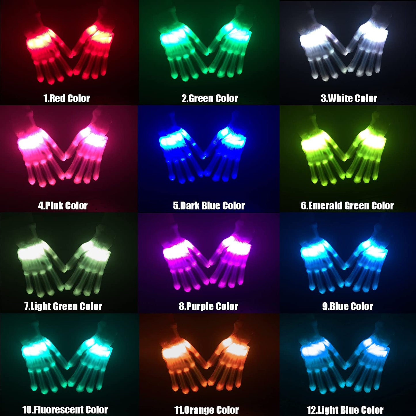 Led Gloves (2 Pack) - 12 Colors - Croclights.com